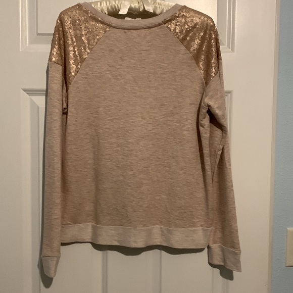 Living Doll M sweatshirt. Rose Gold and Silver sequin detail on shoulders. - Picture 2 of 2